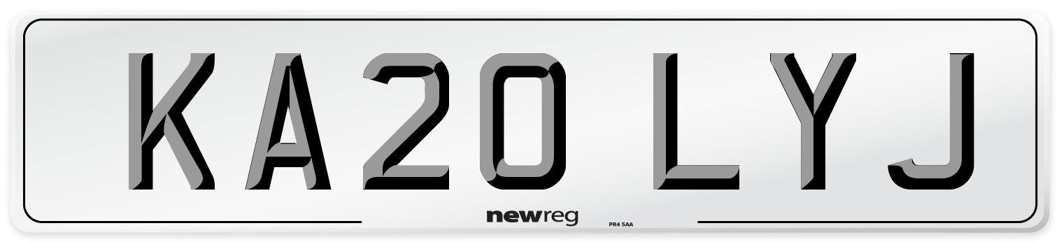 KA20 LYJ Number Plate from New Reg